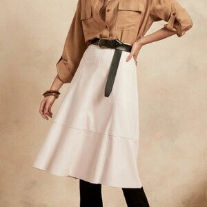 Banana Republic Factory Vegan Leather Midi Skirt in Cream